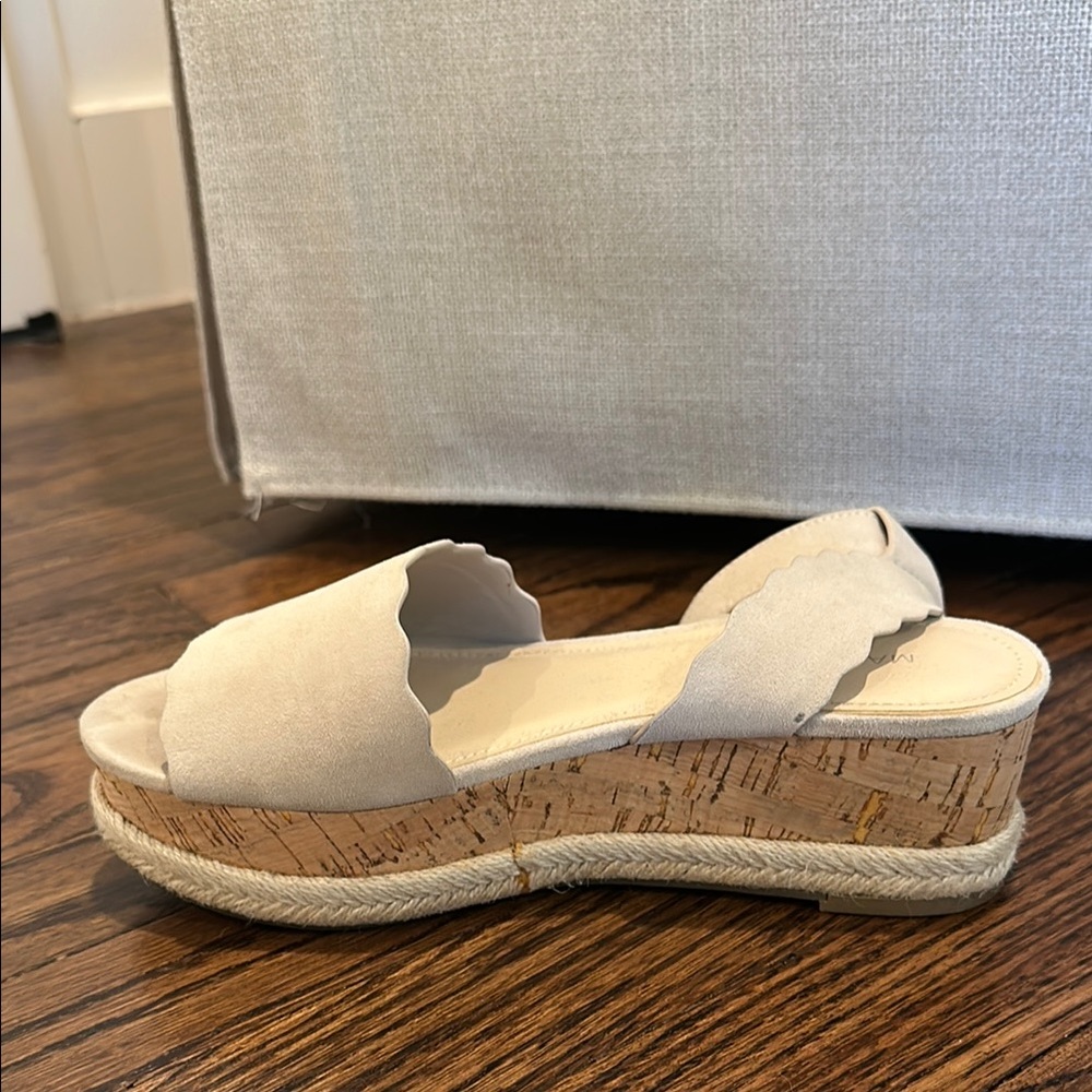 Marc Fisher Beige Scalloped Espadrille Sandals - Picture 6 of 6